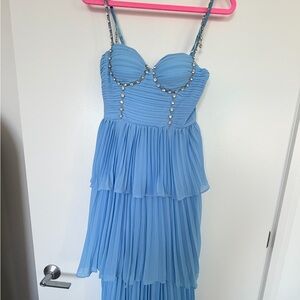 Elegant Blue Layered Dress